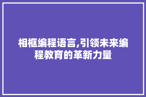 相框编程语言,引领未来编程教育的革新力量 WordPress教程