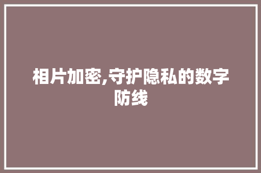 相片加密,守护隐私的数字防线