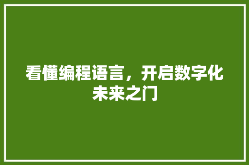 看懂编程语言，开启数字化未来之门