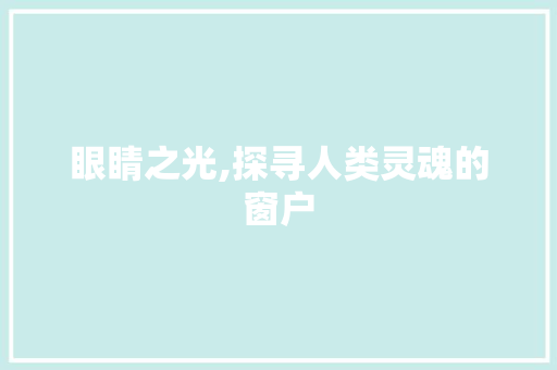 眼睛之光,探寻人类灵魂的窗户