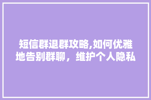 短信群退群攻略,如何优雅地告别群聊，维护个人隐私与社交和谐