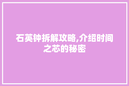 石英钟拆解攻略,介绍时间之芯的秘密