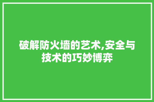 破解防火墙的艺术,安全与技术的巧妙博弈