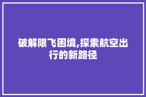 破解限飞困境,探索航空出行的新路径 友链在线