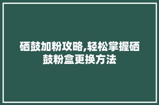 硒鼓加粉攻略,轻松掌握硒鼓粉盒更换方法