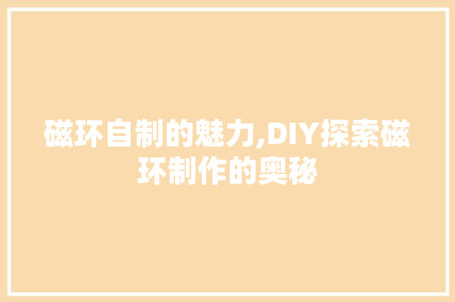 磁环自制的魅力,DIY探索磁环制作的奥秘