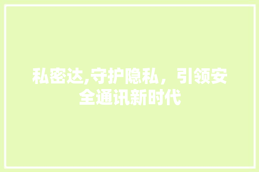 私密达,守护隐私，引领安全通讯新时代 建站教程