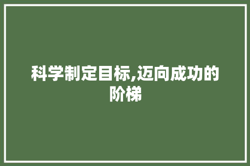 科学制定目标,迈向成功的阶梯