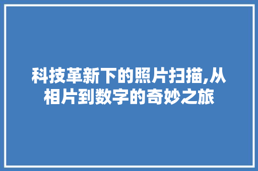 科技革新下的照片扫描,从相片到数字的奇妙之旅