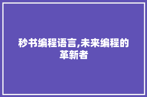 秒书编程语言,未来编程的革新者