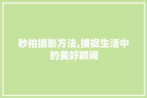 秒拍摄影方法,捕捉生活中的美好瞬间