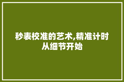 秒表校准的艺术,精准计时从细节开始