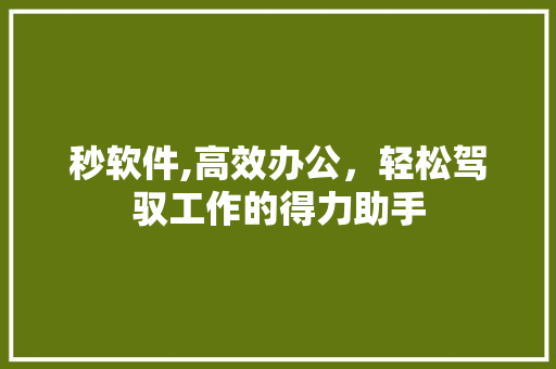 秒软件,高效办公，轻松驾驭工作的得力助手