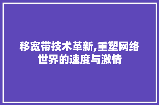 移宽带技术革新,重塑网络世界的速度与激情