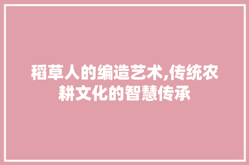 稻草人的编造艺术,传统农耕文化的智慧传承