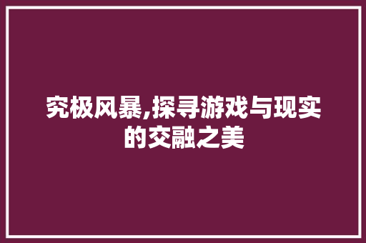究极风暴,探寻游戏与现实的交融之美
