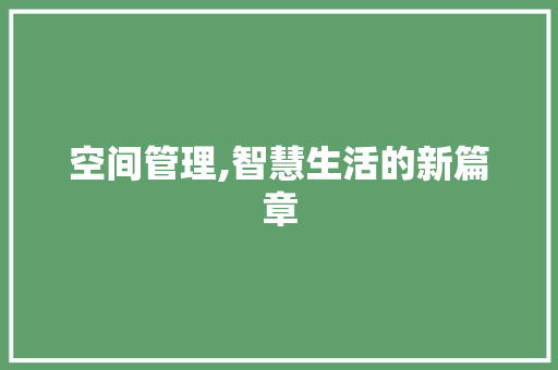 空间管理,智慧生活的新篇章
