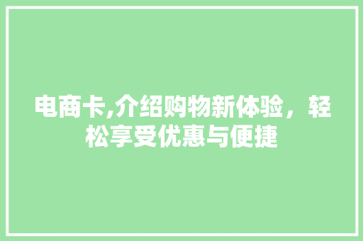 电商卡,介绍购物新体验，轻松享受优惠与便捷 友链在线