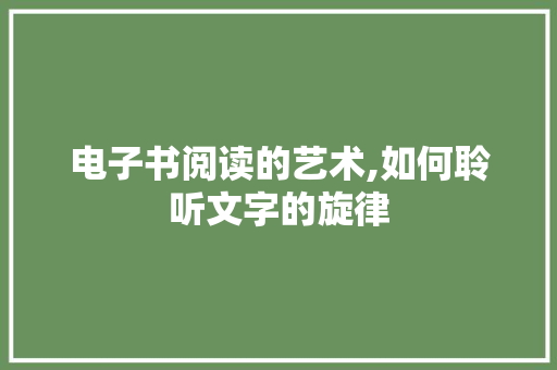电子书阅读的艺术,如何聆听文字的旋律