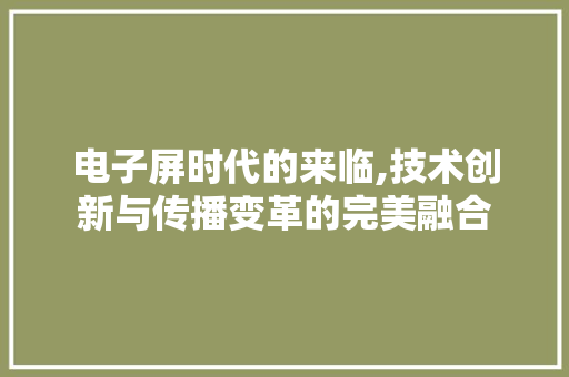 电子屏时代的来临,技术创新与传播变革的完美融合