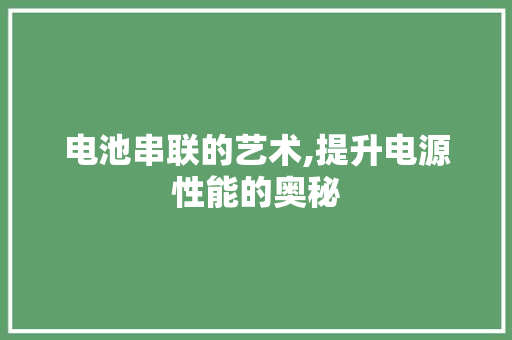电池串联的艺术,提升电源性能的奥秘