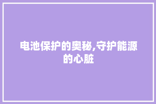 电池保护的奥秘,守护能源的心脏