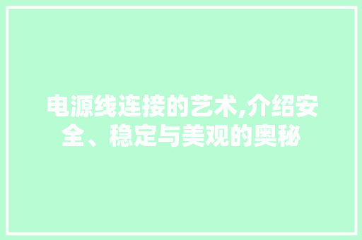 电源线连接的艺术,介绍安全、稳定与美观的奥秘 SEO教程
