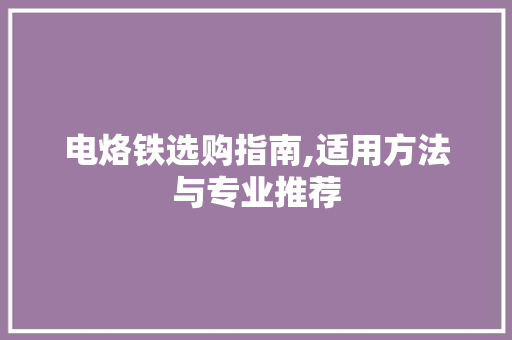 电烙铁选购指南,适用方法与专业推荐 Web前端