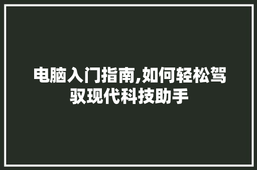 电脑入门指南,如何轻松驾驭现代科技助手
