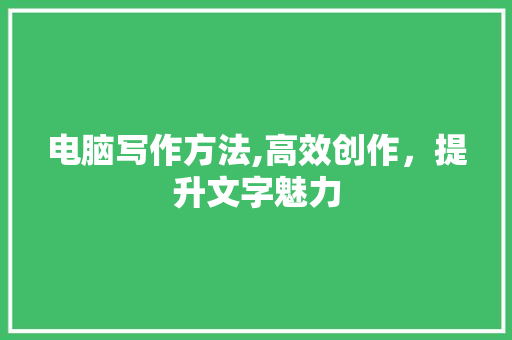 电脑写作方法,高效创作，提升文字魅力