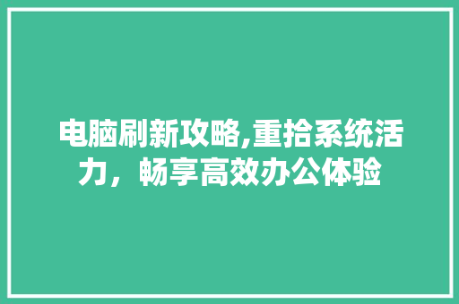 电脑刷新攻略,重拾系统活力，畅享高效办公体验