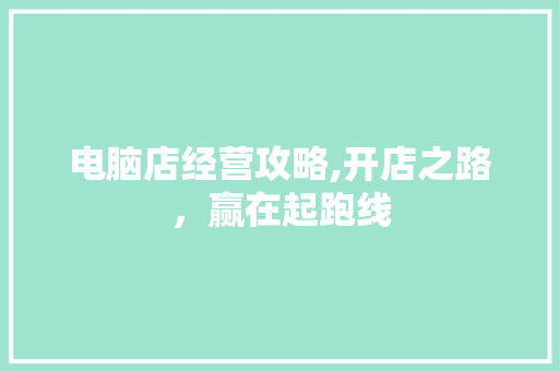 电脑店经营攻略,开店之路，赢在起跑线