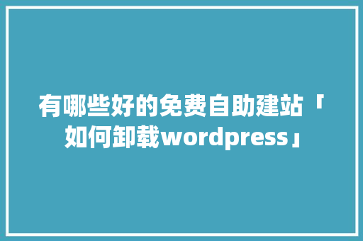 有哪些好的免费自助建站「如何卸载wordpress」