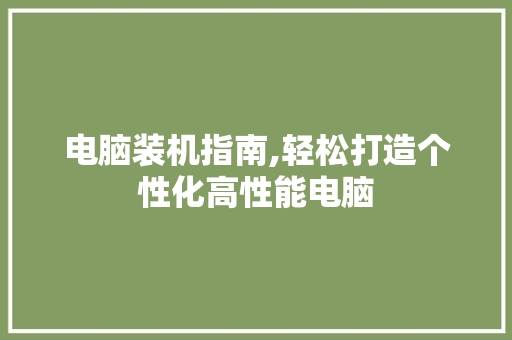 电脑装机指南,轻松打造个性化高性能电脑 建站教程