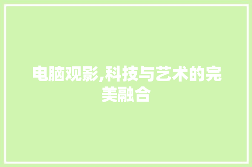 电脑观影,科技与艺术的完美融合