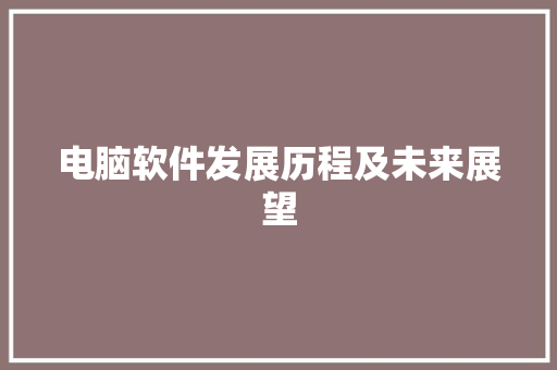 电脑软件发展历程及未来展望