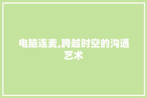 电脑连麦,跨越时空的沟通艺术
