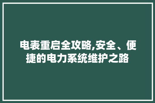 电表重启全攻略,安全、便捷的电力系统维护之路