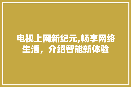 电视上网新纪元,畅享网络生活，介绍智能新体验