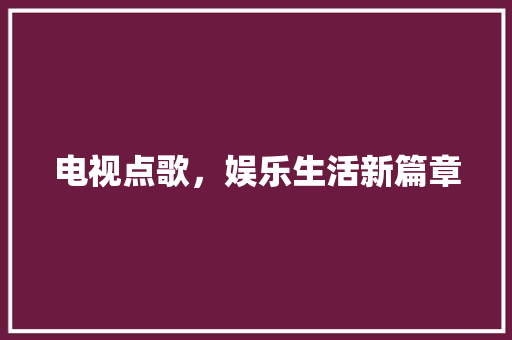 电视点歌，娱乐生活新篇章