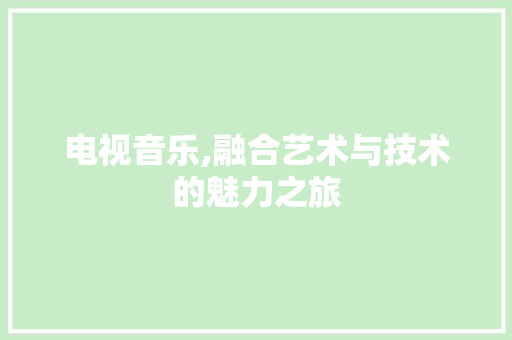 电视音乐,融合艺术与技术的魅力之旅
