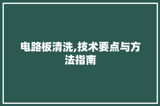电路板清洗,技术要点与方法指南