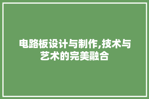 电路板设计与制作,技术与艺术的完美融合