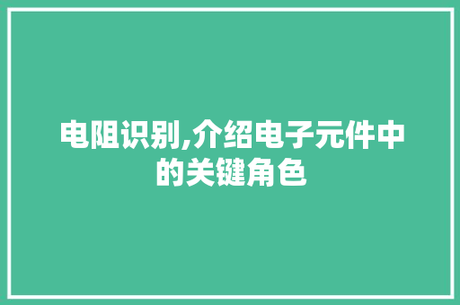 电阻识别,介绍电子元件中的关键角色