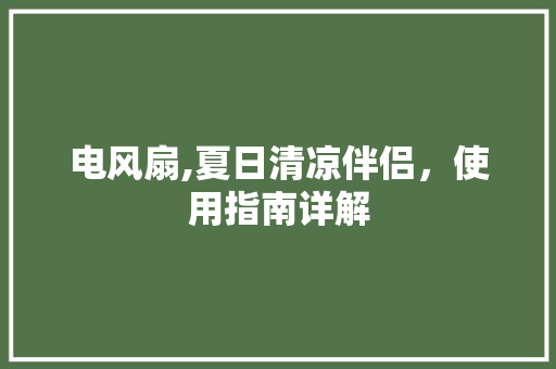 电风扇,夏日清凉伴侣，使用指南详解