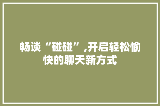 畅谈“碰碰”,开启轻松愉快的聊天新方式