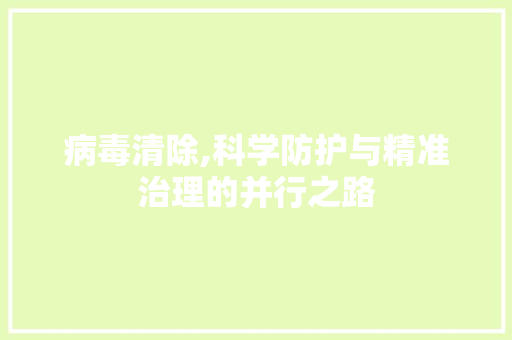 病毒清除,科学防护与精准治理的并行之路