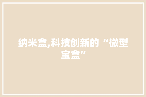 纳米盒,科技创新的“微型宝盒”