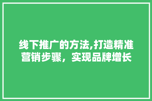 线下推广的方法,打造精准营销步骤，实现品牌增长