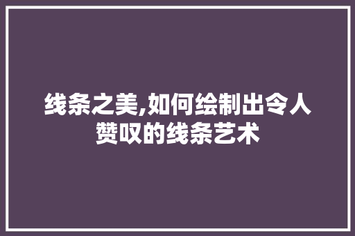 线条之美,如何绘制出令人赞叹的线条艺术
